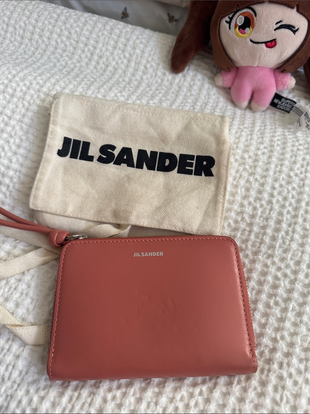 Jil Sander Salmon Leather Zip Wristlet